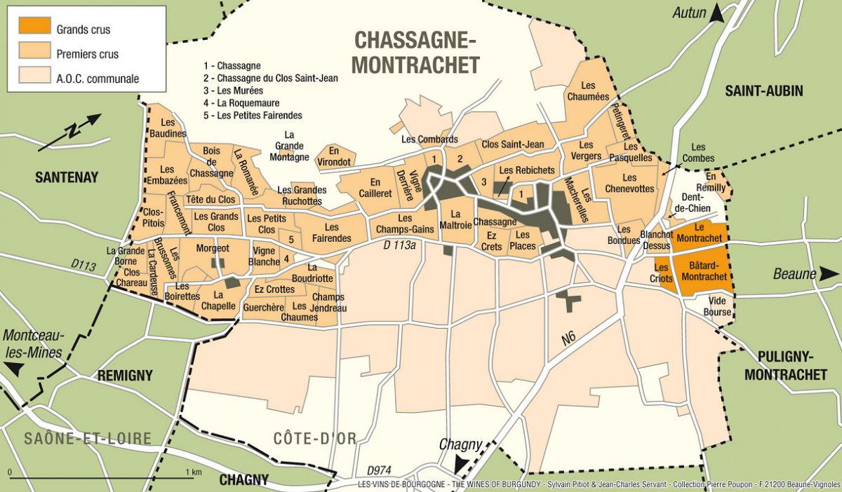 Chassagne-Montrchet - Lagenkarte