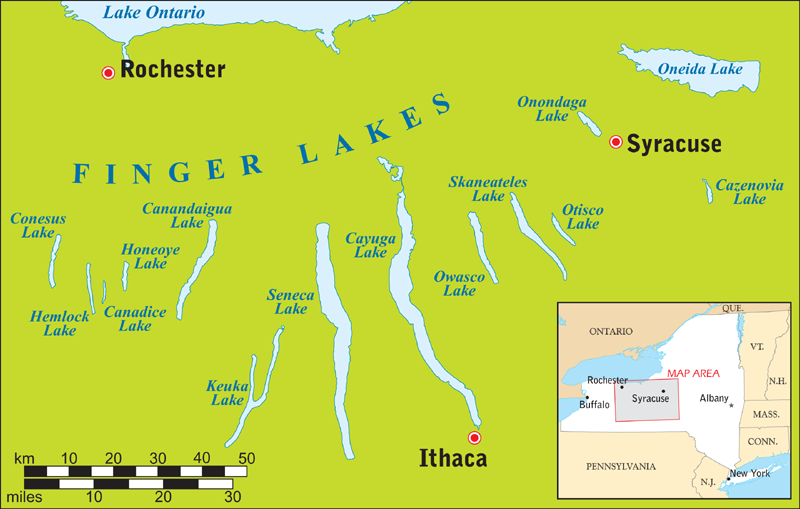 Karte Finger Lakes