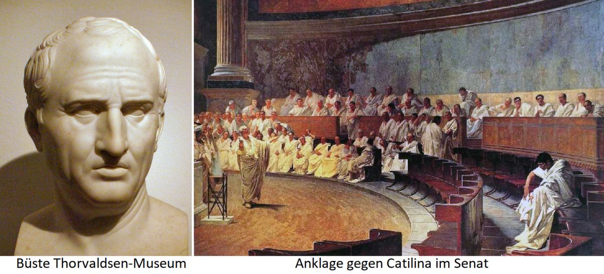 Cicero - Büste und Anklage im Senat gegen Catilina