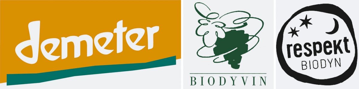 Biodynamischer Weinbau Verbände - Logos von DEMETER, Biodyvin, respekt BIODYN