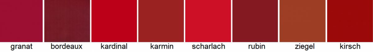 rot - 8 verschiedene Farbschattierungen