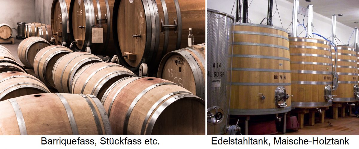 Weingefäße - Barrique, Stückfass, Edelstahltank, Maische-Holztank
