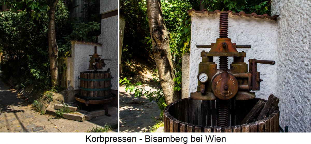 Korbpressen - am Bisamberg bei Wien vor altem Weinkeller
