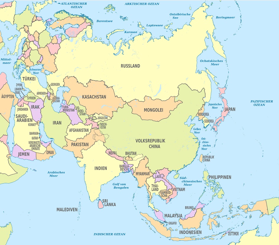 Asien - Landkarte