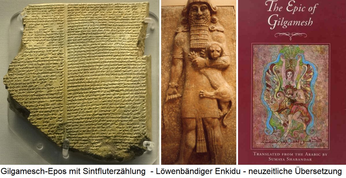Gilgamesch - Epos mit Sintflut-Erzählung, Löwenbändiger Enkidu, neuzeitliche Übersetzung