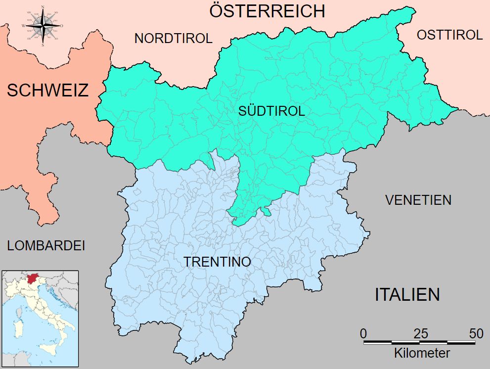 Trentino-Südtirol - Karte