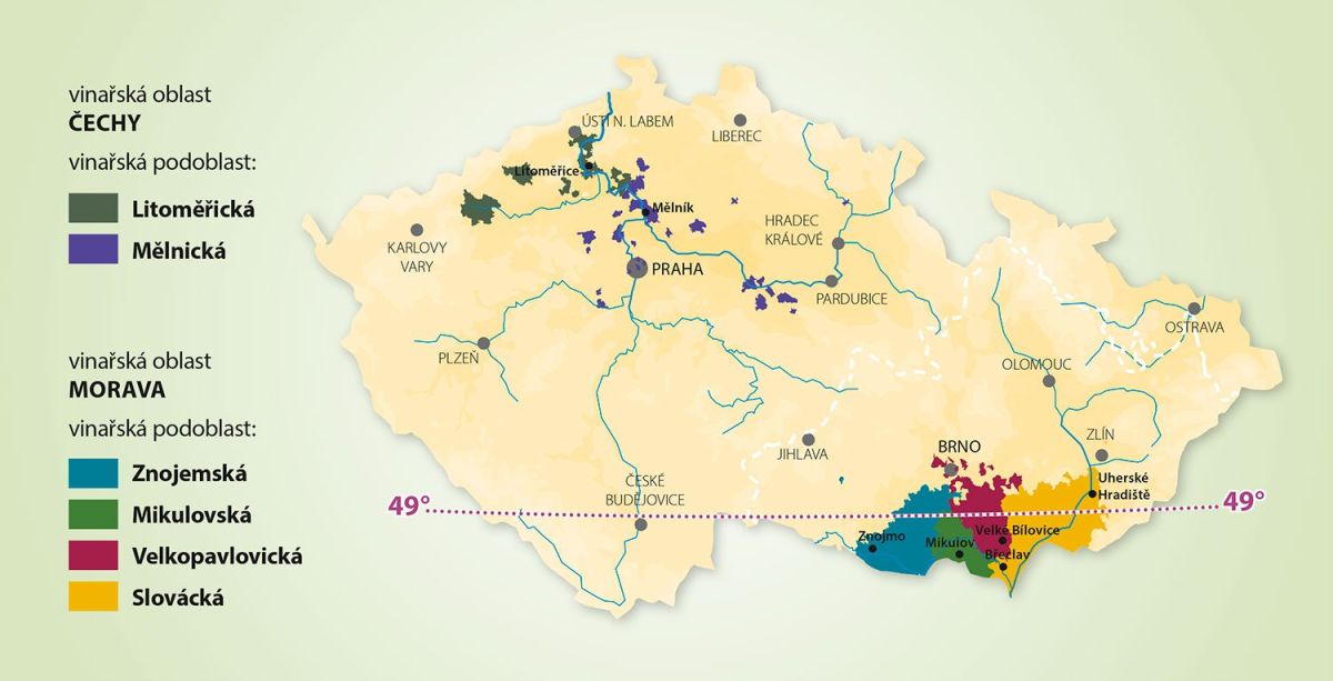 Tschechien - Karte mit Weinbaugebieten