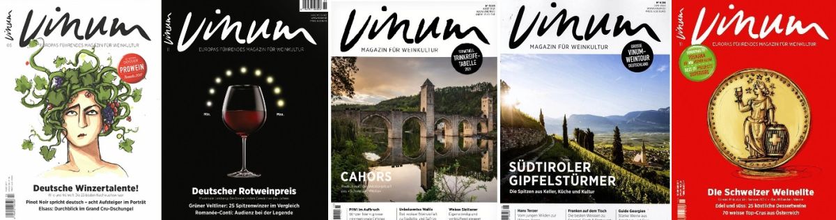 Vinum - 5 Covers der Zeitschrift