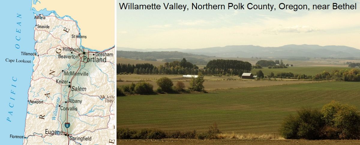 Willamette Vallye - Karte und Valley